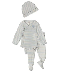 MeMoi Baby Girls 3 Piece Striped "Hot Air Balloon" Modal Blend Bodysuit Set