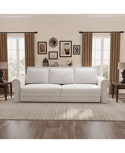 Streamdale 93.7" Velvet Chesterfield Sofa Bed 3-in-1 Convertible Sofa with Nailhead Trim