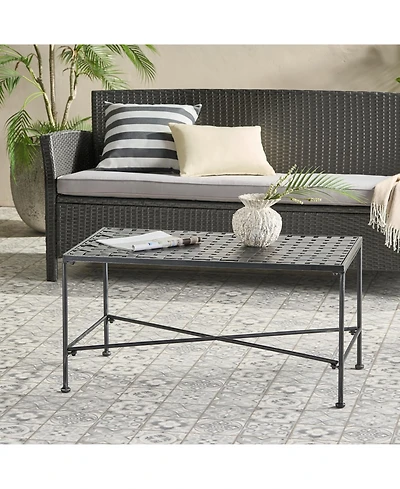 Streamdale Outdoor Iron Coffee Table - Black Brush Silver