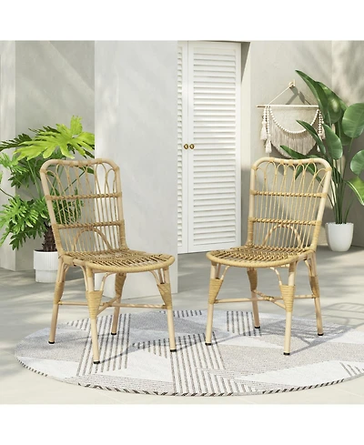 Streamdale Outdoor Wicker Patio Dining Chairs (Set of 2), Natural