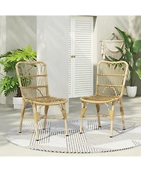 Streamdale Outdoor Wicker Patio Dining Chairs (Set of 2), Natural