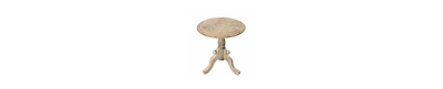 Round Top Side Table – Mango Wood with Intricate Carved Design & Pedestal Base