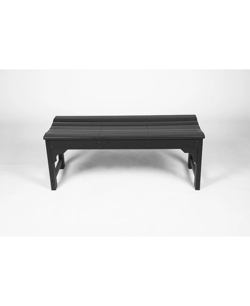 Streamdale Black, backless Hdpe Adirondack bench, Wood texture, all-weather, Uv protected