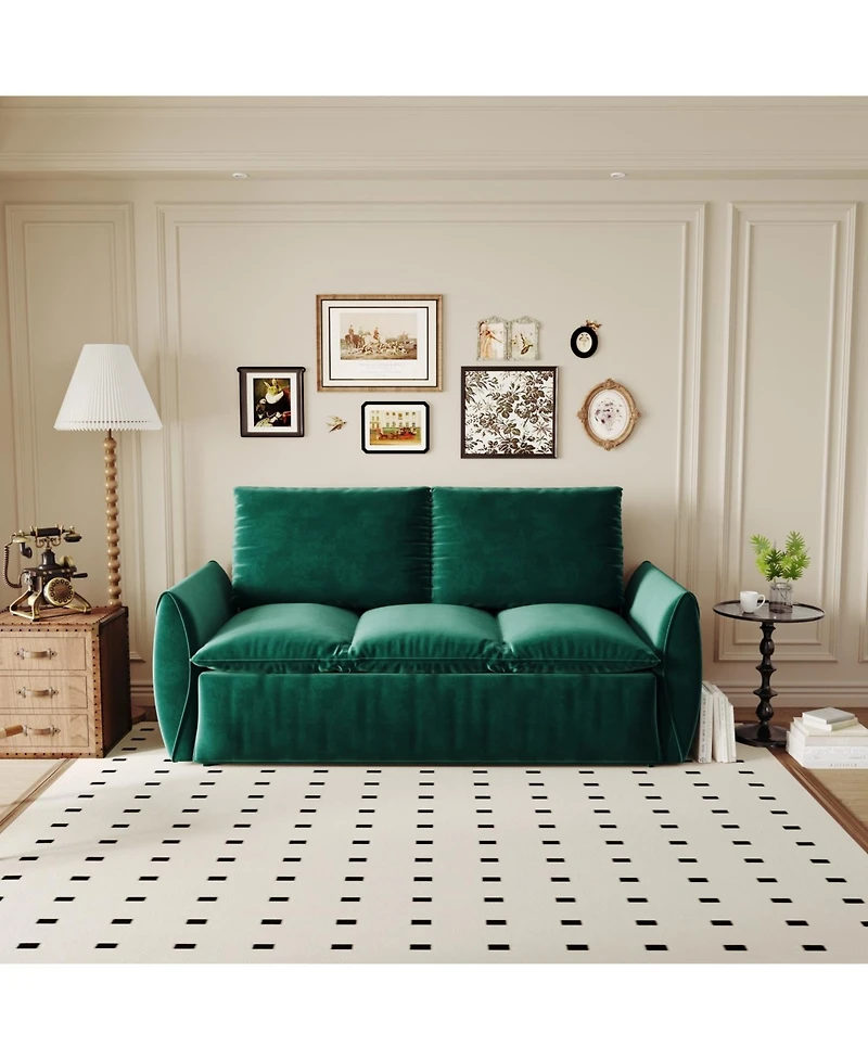 Streamdale 70.9" Convertible Sofa Bed with Pillow & Blanket, Green Velvet