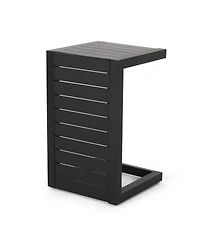 Streamdale Modern Matte Black Aluminum C-Shaped Outdoor Side Table