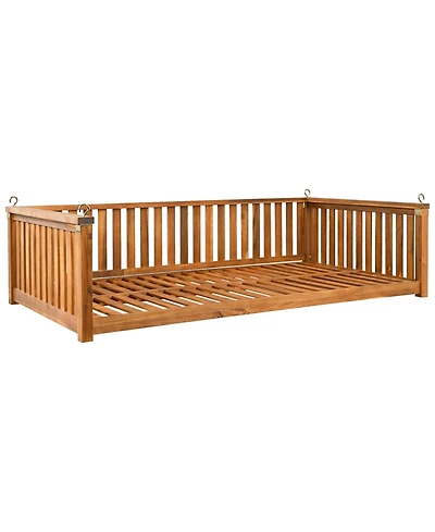 Streamdale Minimalist Twin Teak Garden Swing Bed, Safe Sloped Design