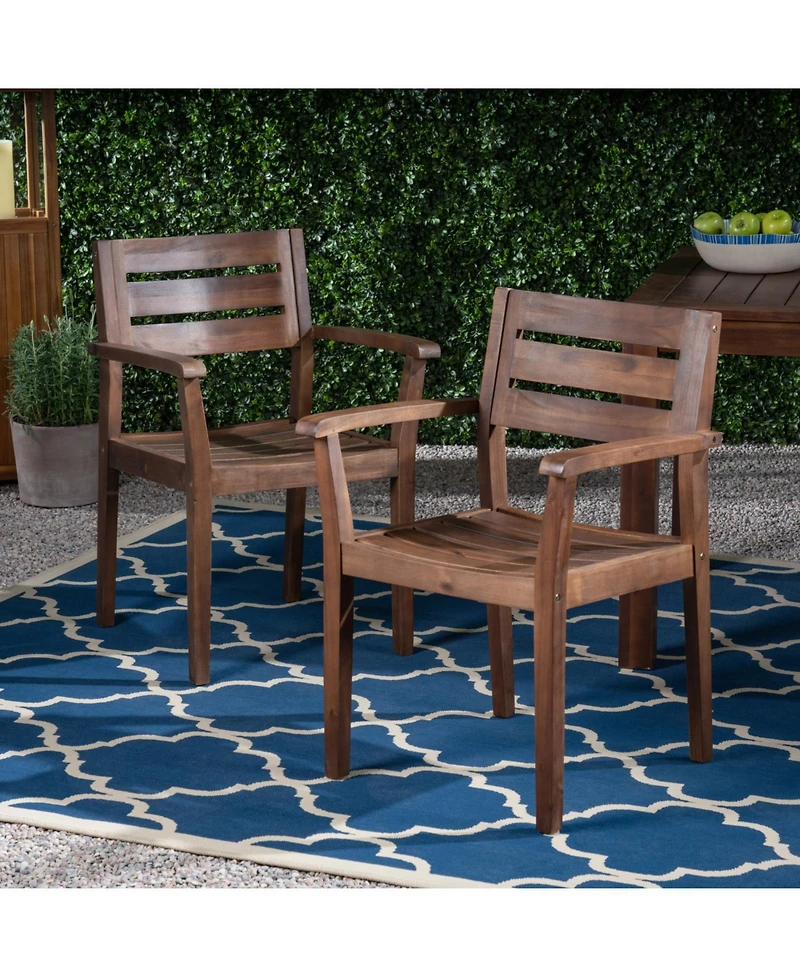 Streamdale Stamford Acacia Wood Dining Chairs (Set of 2) - Dark Brown