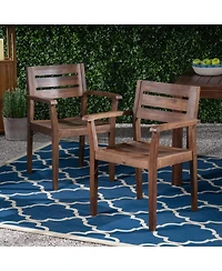 Streamdale Stamford Acacia Wood Dining Chairs (Set of 2) - Dark Brown