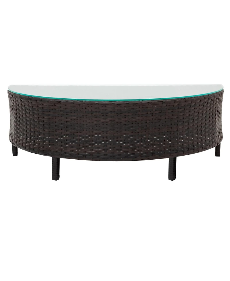 Streamdale 5-Piece Brown Wicker Patio Half-Moon Sofa Set with Gray Cushions