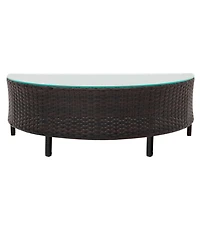 Streamdale 5-Piece Brown Wicker Patio Half-Moon Sofa Set with Gray Cushions