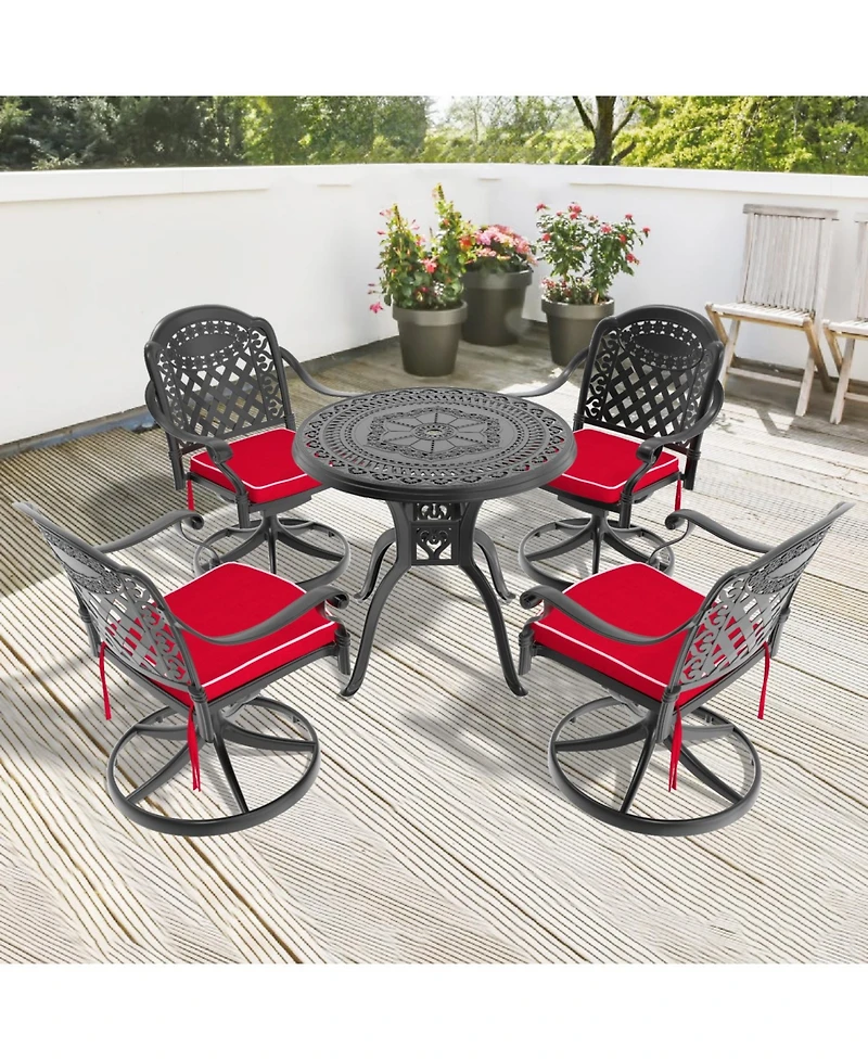 Streamdale 5-Pc Cast Aluminum Dining Set, 4 Swivel Chairs, 31,5" Round Table