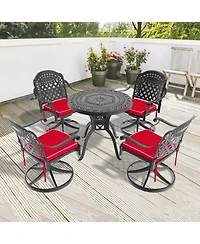 Streamdale 5-Pc Cast Aluminum Dining Set, 4 Swivel Chairs, 31,5" Round Table