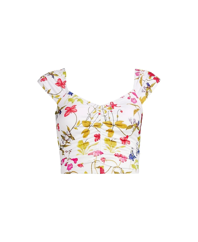 Lands' End Women's Ruched Cap Sleeve Midkini Top
