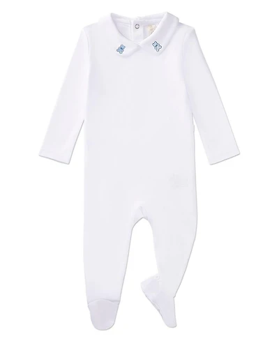 MeMoi Baby Girls Footie with Heart-Embroidered Peter Pan Collar
