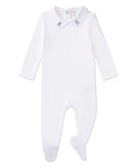 MeMoi Baby Girls Footie with Heart-Embroidered Peter Pan Collar