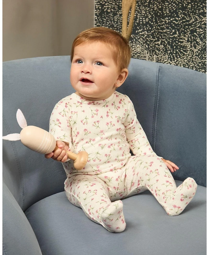 MeMoi Baby Girls "Full Bloom" Floral Pointelle Footie