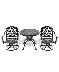 Streamdale 3-Pc Cast Aluminum Set, 2 Swivel Chairs & 31,5" Round Table