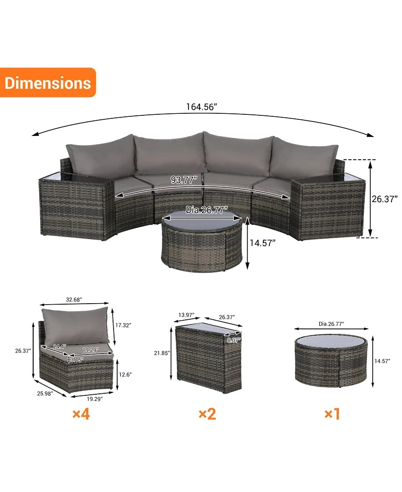 Streamdale 7-Pc Half-Moon Patio Set