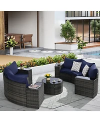 Streamdale 11-pc Half-Moon Patio Set, Sectional Sofa & Glass Coffee Table