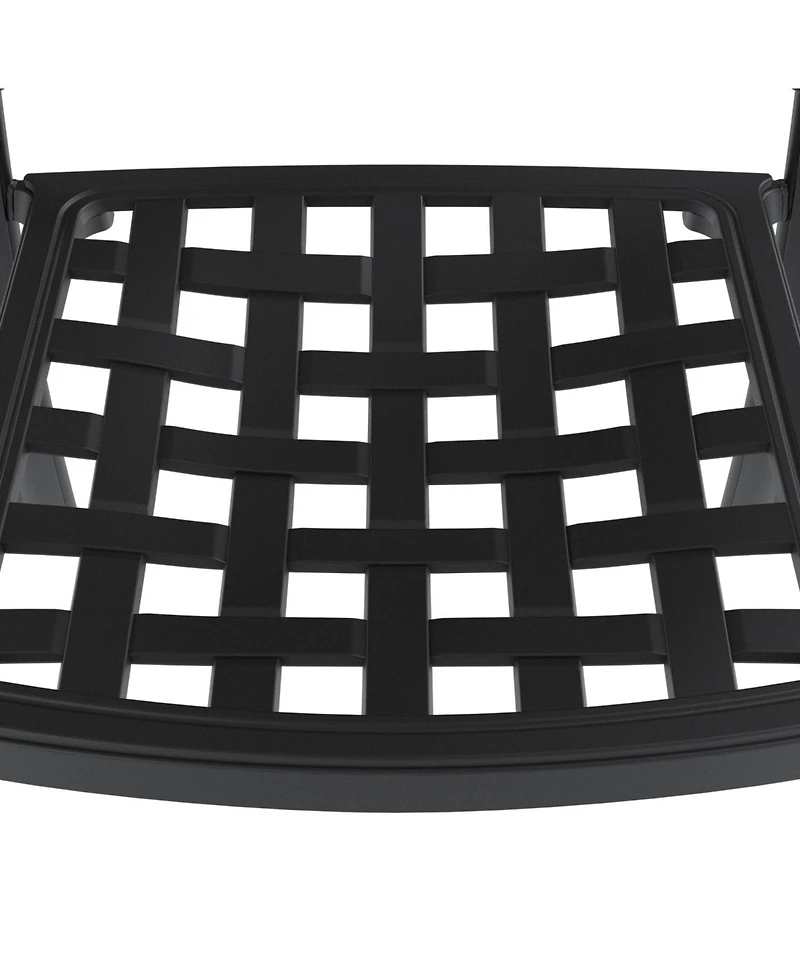 Streamdale 7-Piece Cast Aluminum Dining Set, 2 Swivel, 4 Chairs, Rectangular Table, Black Frame