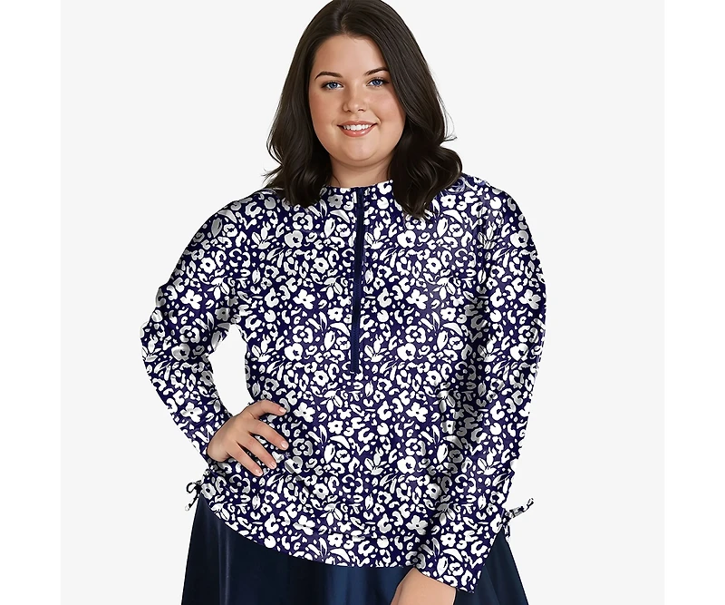 Calypsa Plus Half-Zip Nora Swim Top