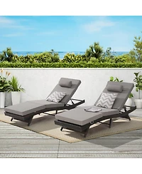Streamdale Outdoor Wicker Reclining Lounge Chairs (Set of 2) - Beach, Pool, Garden