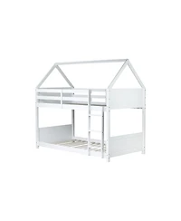Streamdale White Twin Over Twin Bunk Bed with Ladder and Safety Rails