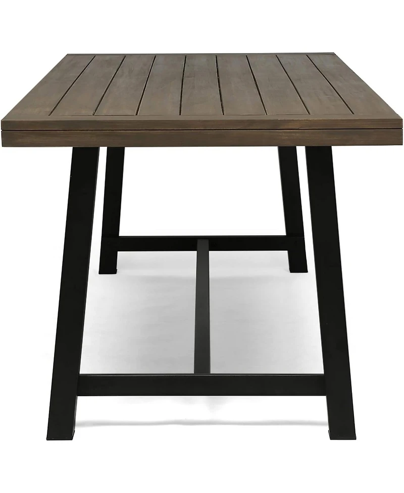 Streamdale Outdoor Acacia Wood 3 Piece Picnic Dining Set, Gray and Rustic Metal