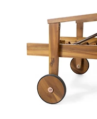 Streamdale Acacia Wood Adjustable Outdoor Chaise Lounge with Water-Resistant Cushion