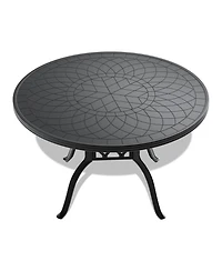 Streamdale 7-Pc Cast Aluminum Dining Set, 6 Swivel Chairs, 47" Round Table, Black Frame