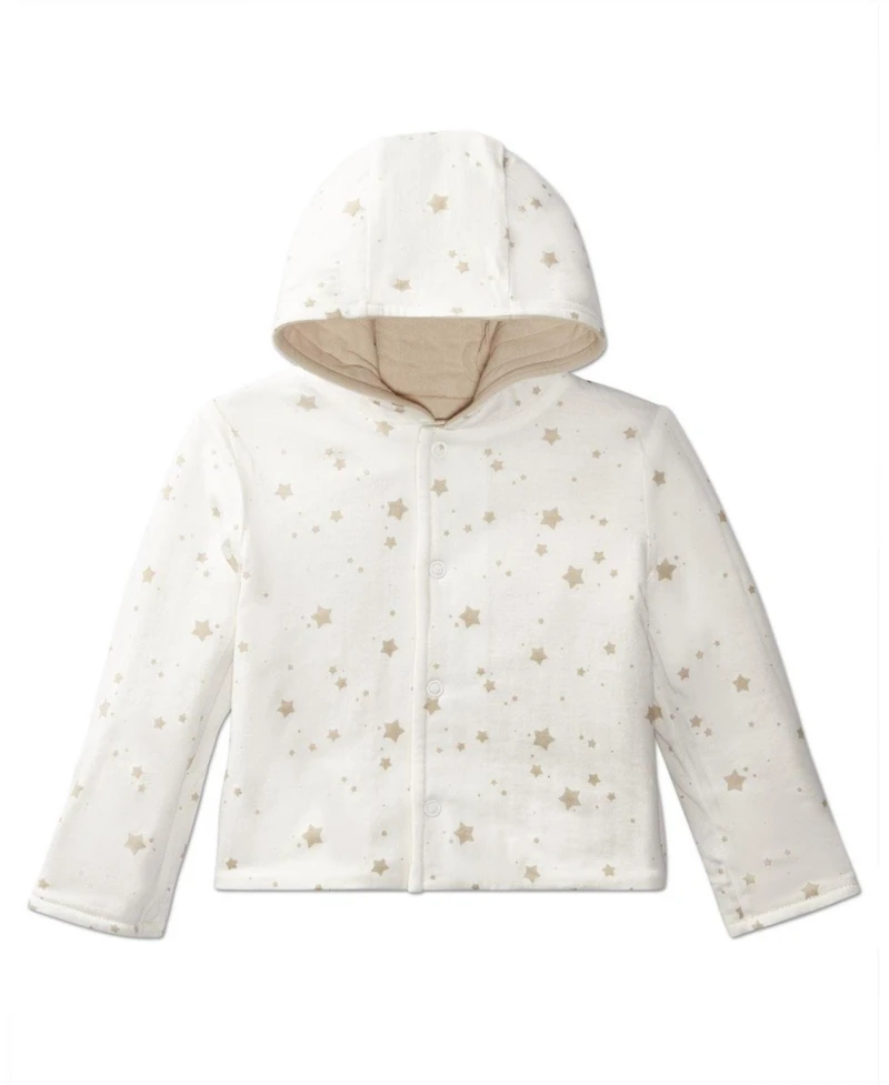 MeMoi Baby Boys or Girls Hooded Reversible Cotton Rich Star-Print / Quilted Jacket