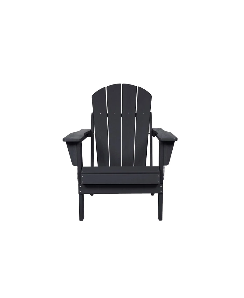 Streamdale Black Hdpe Folding Adirondack Chair w/ Cup Holders