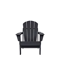 Streamdale Black Hdpe Folding Adirondack Chair w/ Cup Holders