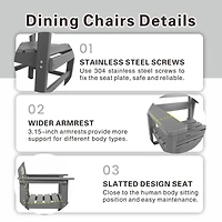 Streamdale 7pc Hdpe Patio Set, 6 Chairs, 51" Table, Outdoor Dining for Garden/Pool (Black)