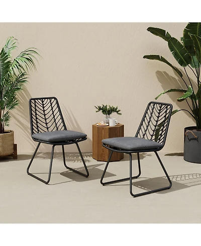 Streamdale Rattan & Iron Outdoor Dining Chairs - Set of 2