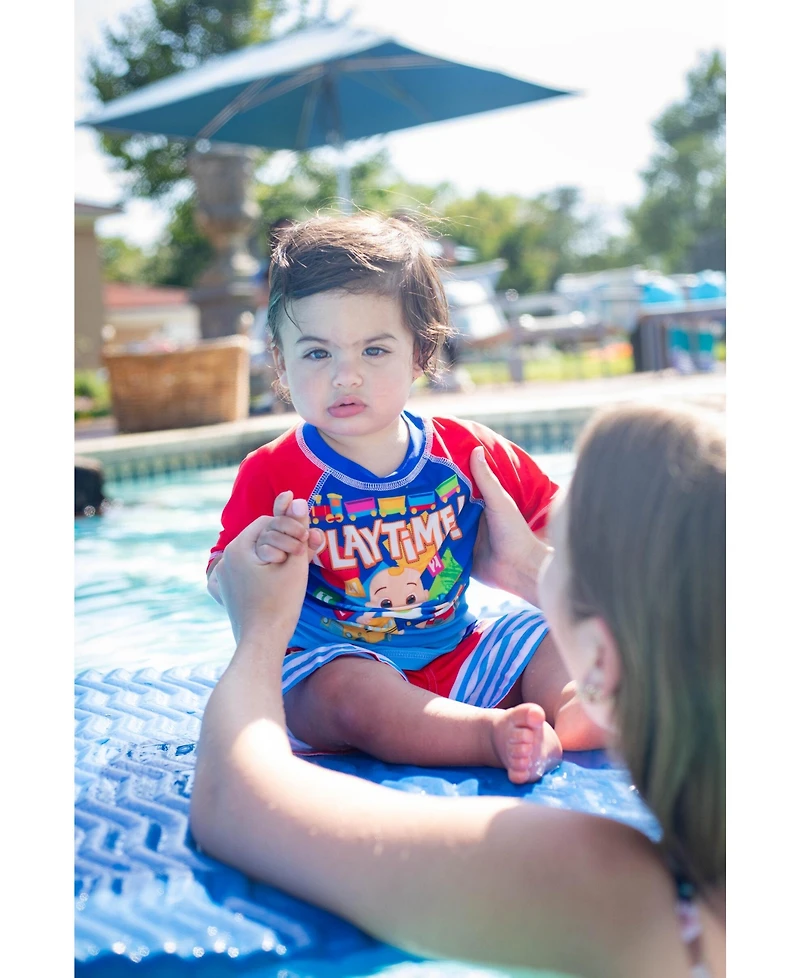 CoComelon Toddler Boys Rash Guard and Swim Trunks Outfit Set
