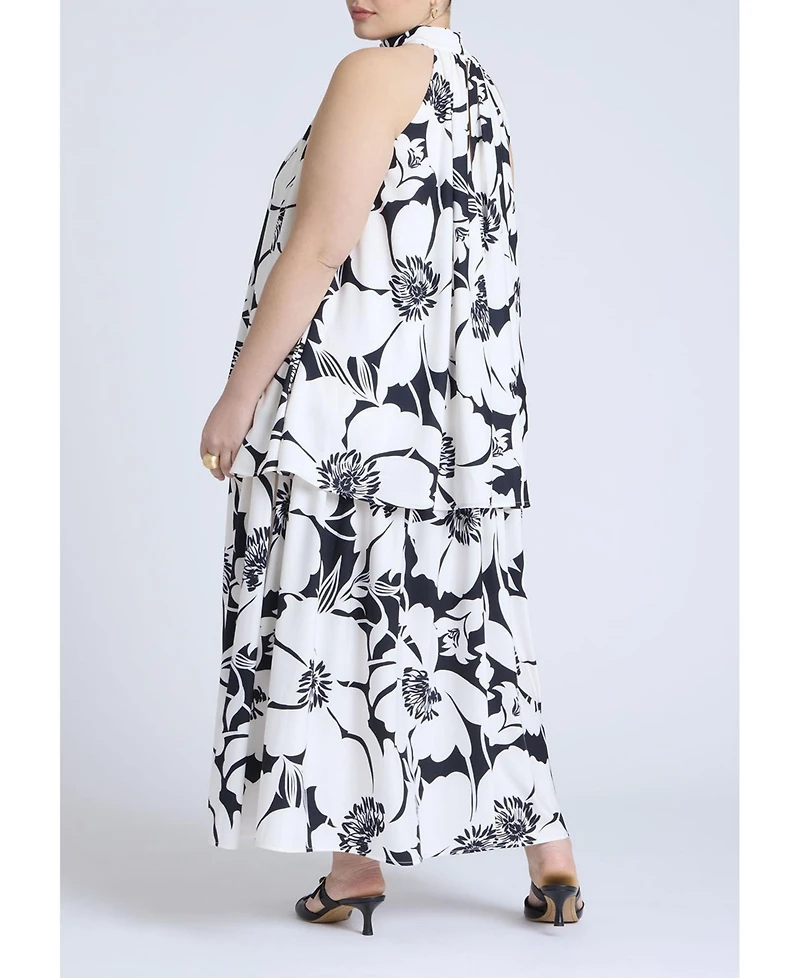 Eloquii Women's Double Layer Trapeze Maxi Dress