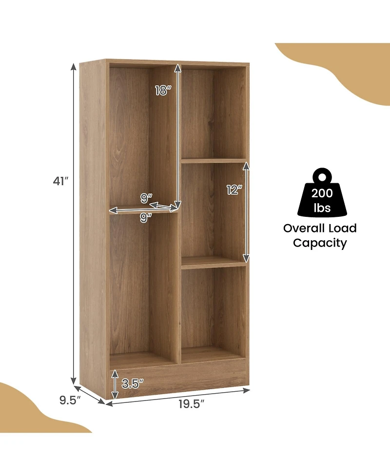 41 Inches 5-Cube Floor Bookcase with 2 Anti-Tipping Kits