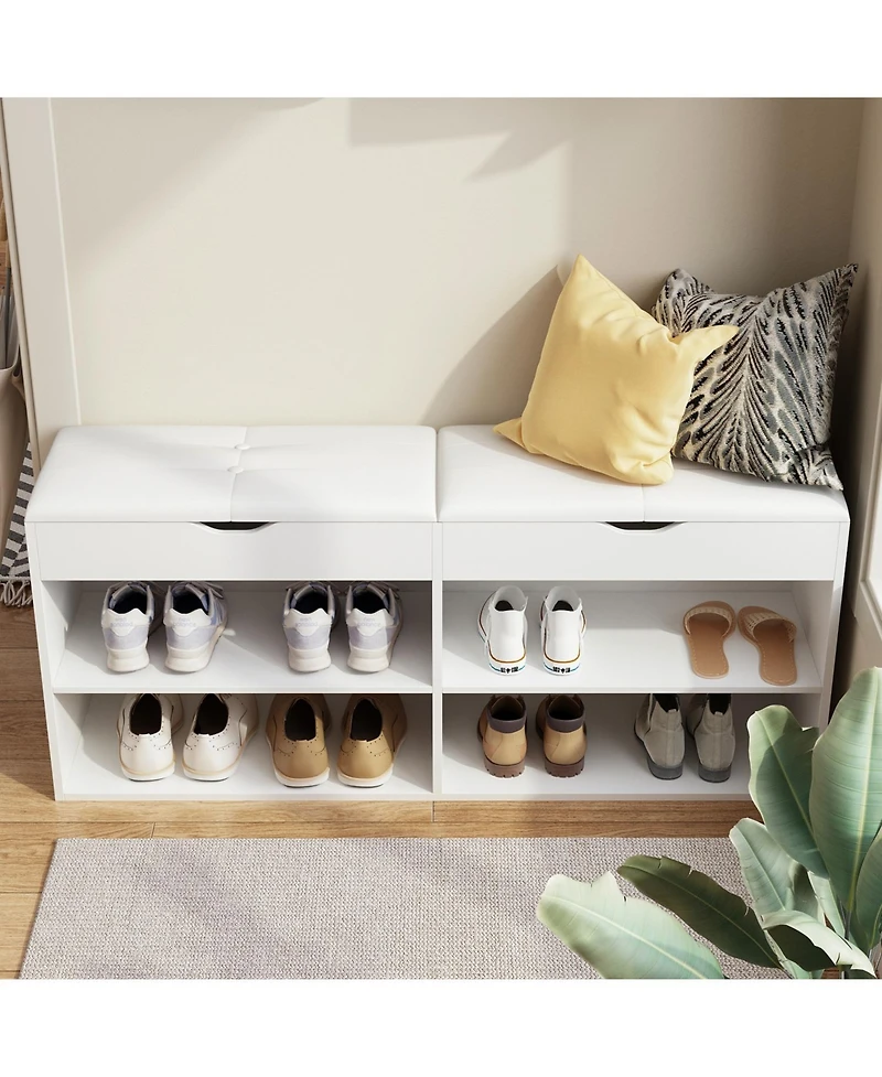 Shoe bench with 2 Seats and 3 Layers of Brackets
