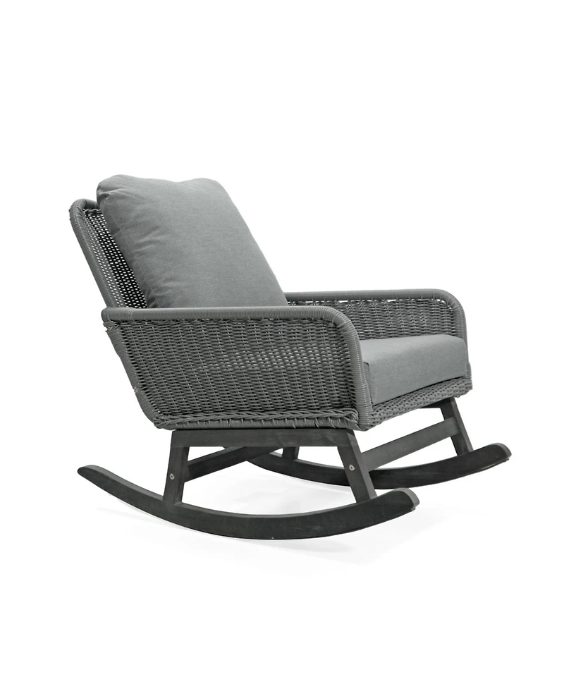 Streamdale (Set of 2) Contemporary Minimalist Gray Wicker Rocking Chair