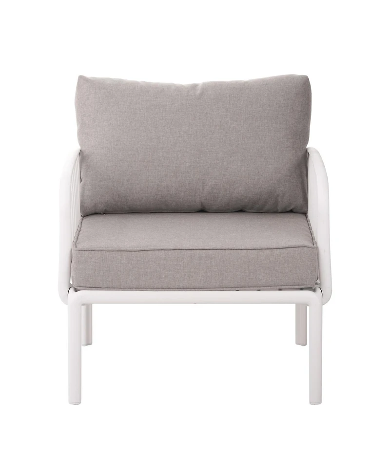 Streamdale 9-Piece Patio Set, Modern outdoor sectional with 2 tables, waterproof cushions, white & gray