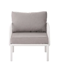 Streamdale 9-Piece Patio Set, Modern outdoor sectional with 2 tables, waterproof cushions, white & gray