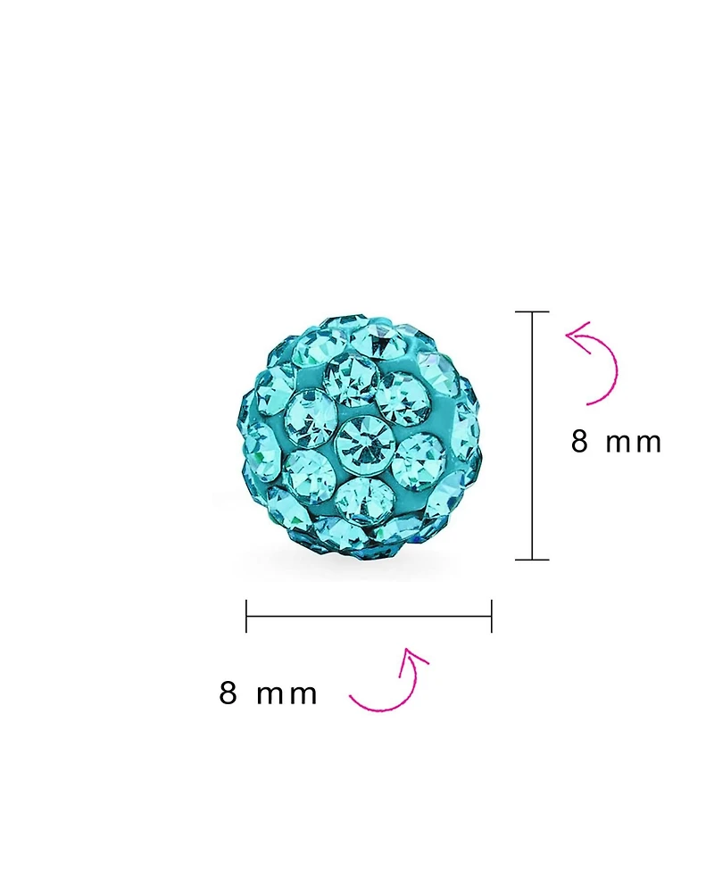 Bling Jewelry Set of 3 Elegant Round 8MM Glittering Pave Crystal Disco Ball Stud Earrings .925 Sterling Silver
