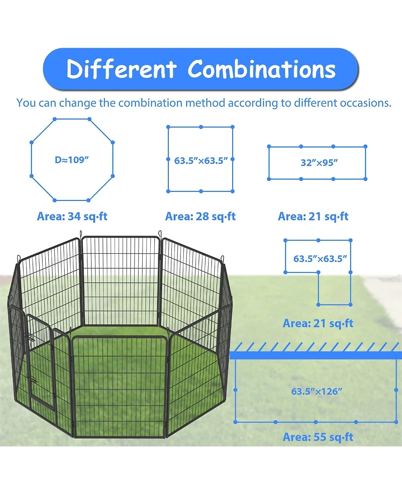Heavy Duty 40" Dog Pens Outdoor Dog Fence Dog Playpen for Large Dogs