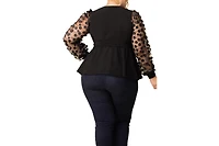 Kiyonna Plus Scattered Petals Long Sleeve Wrap Top