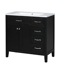 Streamdale 36" Bathroom Vanity with Sink Combo, Black Bathroom Cabinet with Drawers, Solid Frame and Mdf Board
