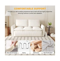 Streamdale 70" Convertible Sofa Sleeper Bed, 3-Seat Velvet Loveseat with Pillow and Blanket Set (Beige)