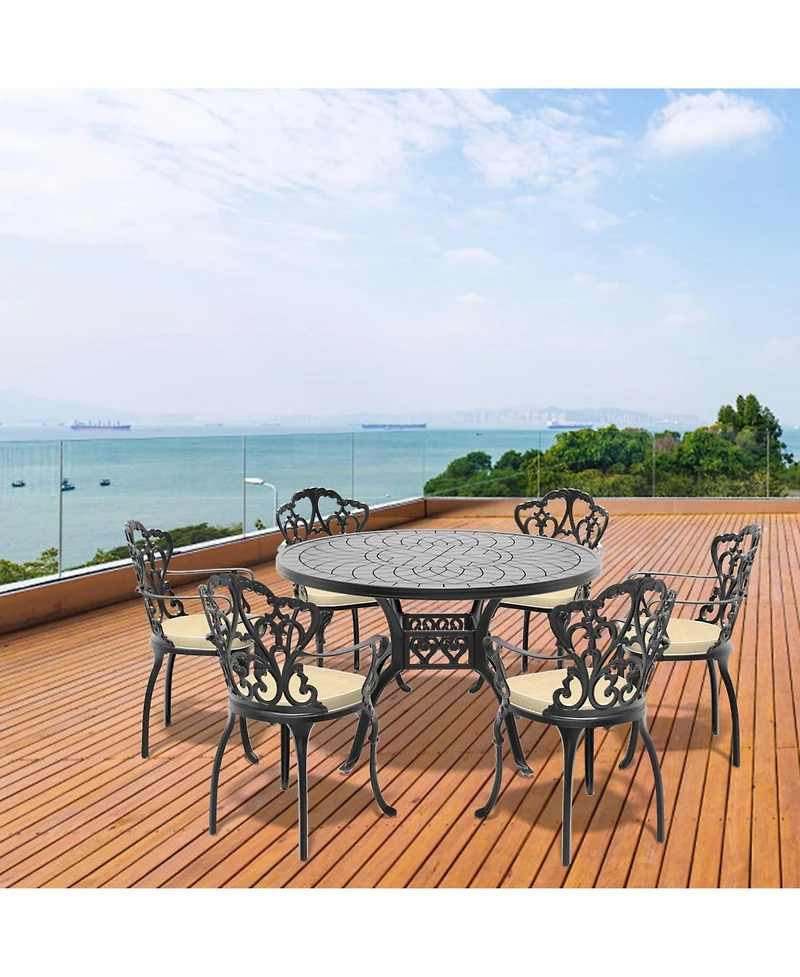 Streamdale 7pc Alum Patio Set w/ Cushions