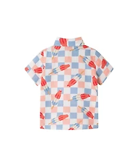 Andy & Evan Toddler Boys Toddler/Child Crosshatch Checkered Pop Buttondown Shirt