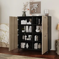 4-door shoe cabinet, multifunctional shoe rack with eight storage spaces, black